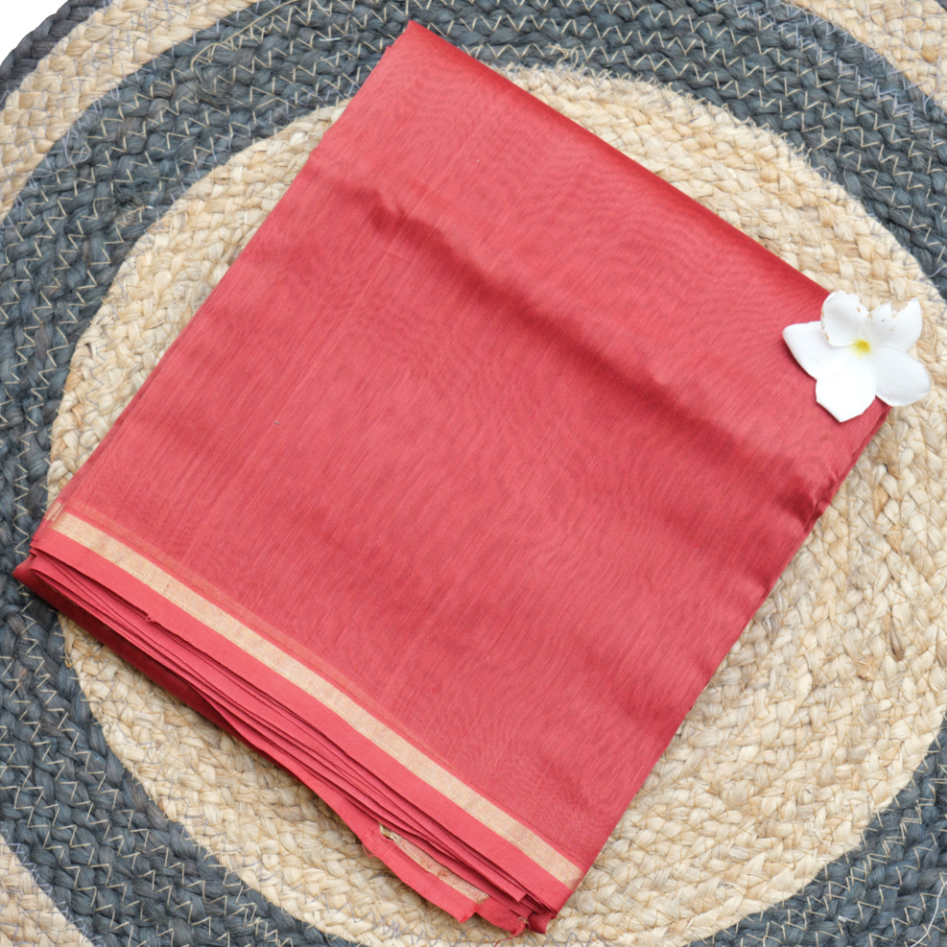 HANDLOOM COTTON-SILK SAREE – CLASSIC BRICK RED