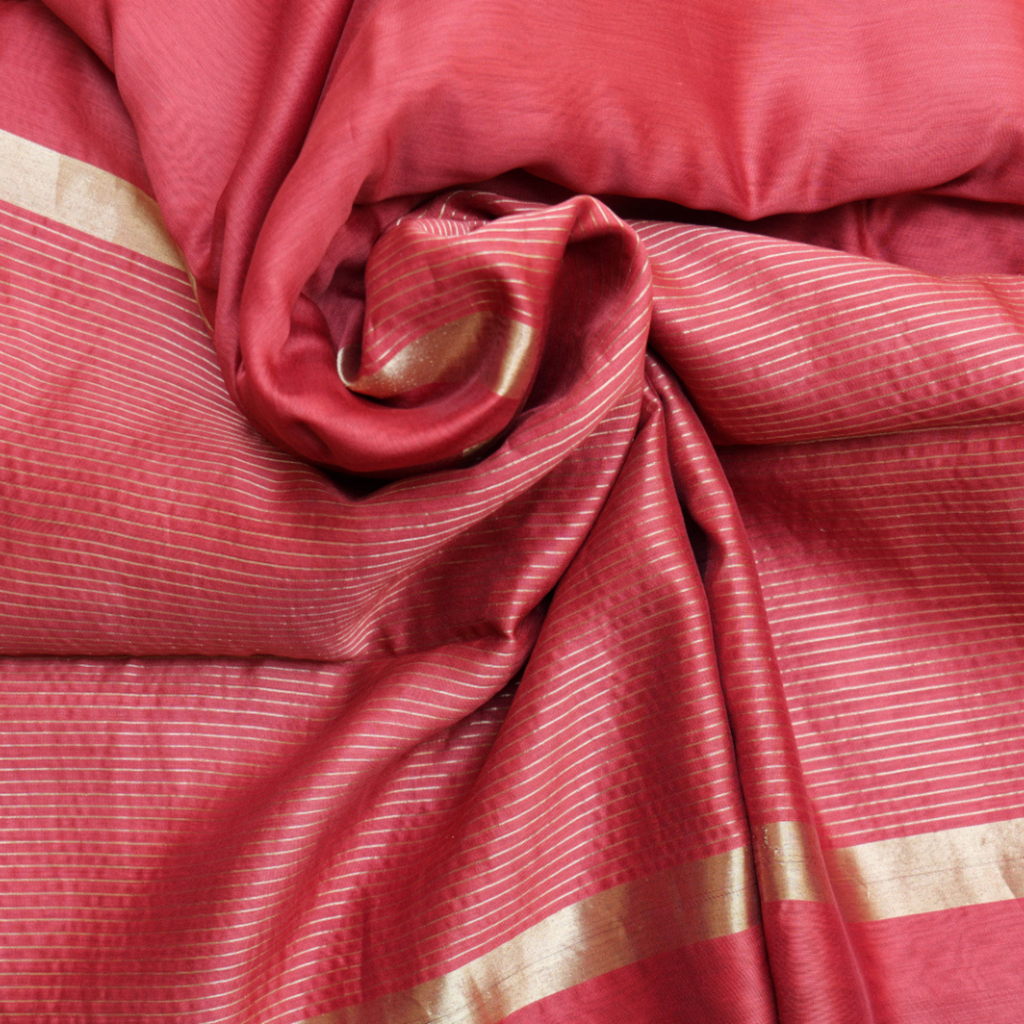 HANDLOOM COTTON-SILK SAREE – CLASSIC BRICK RED