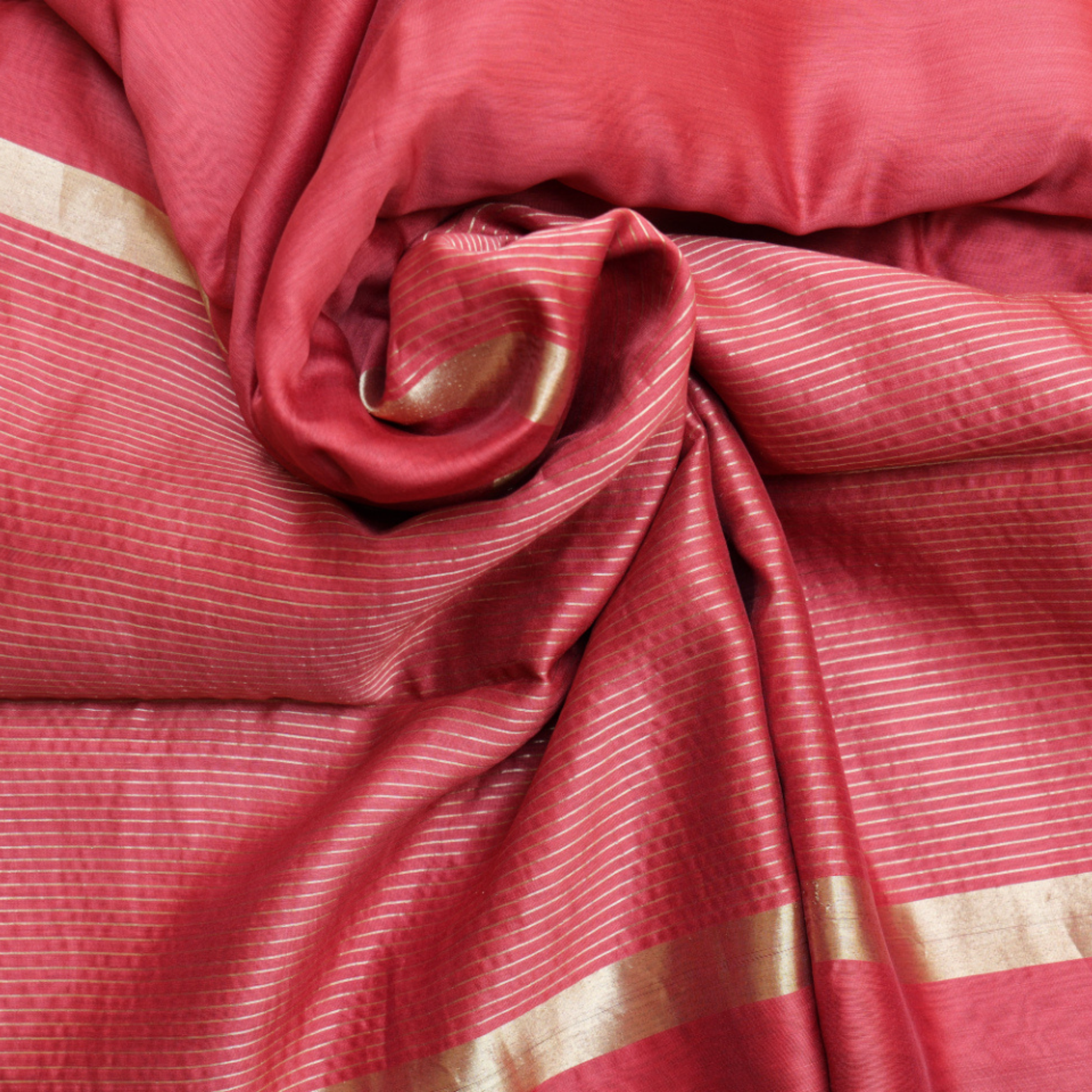 HANDLOOM COTTON-SILK SAREE – CLASSIC BRICK RED