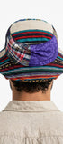 Hemp cotton patchwork hat wired brim back view